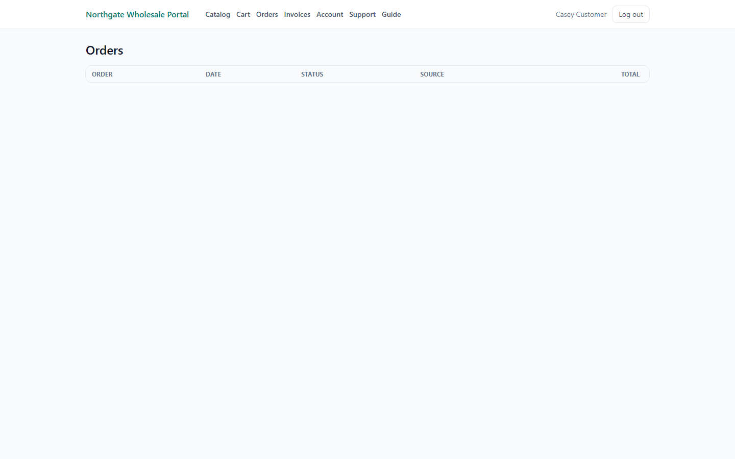 Portal order tracking list